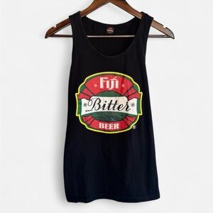 $5 ADD ON 🇫🇯 Fiji Bitter Beer Black Tank Top Size Small Preloved Lived In Look